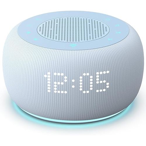 Sound Machine – Upgraded to Rechargeable Battery | 3-in-1 Portable White Noise Sound Machine, Alarm Clock & Bluetooth Speaker for Sleep, Travel & Bedroom (Cloud Blue)