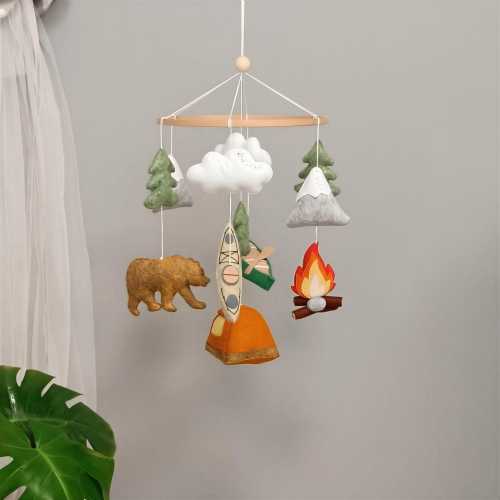 National Park Baby Mobile, Mountain Bear Woodland Nursery Decor, Campaign Style, Baby shower gift