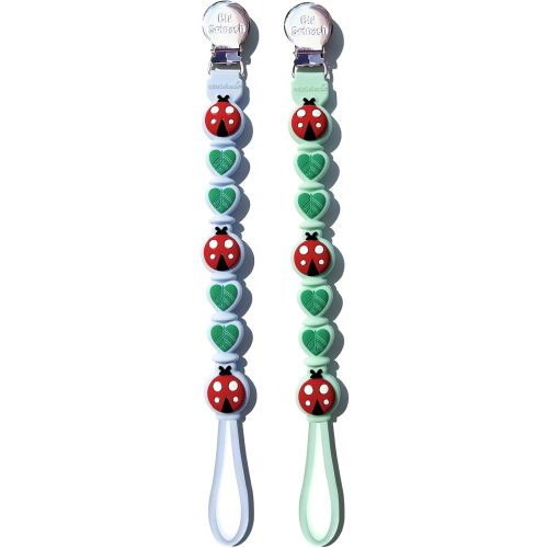 Silicone Pacifier Clips for Boys & Girls – Personalized Pacifier Holder;Neutral & Cute Pacifier Clips for Babies;Teething, Soothies – BPA-Free, Durable & Soft (Green+Blue)