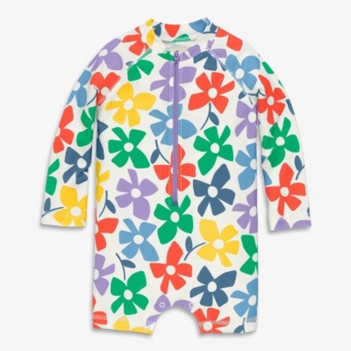 Primary Baby One-Piece Rash Guard In Rainbow Blooms In Multi Spring Blooms Size 6-12