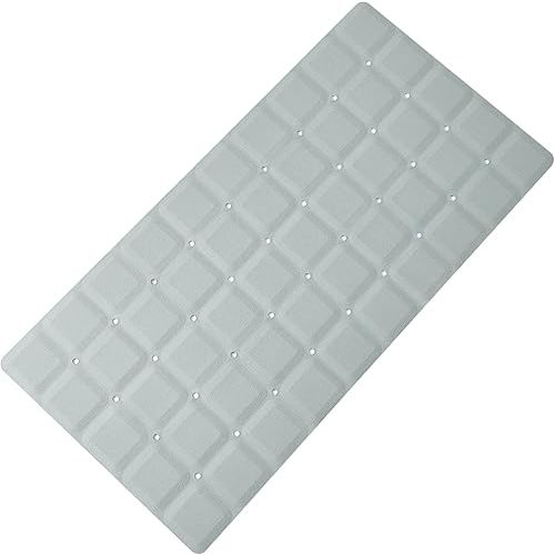 Webos Foldable Silicone Bathtub Mat: Jumbo Size Heavy Duty Safety Bath Mat for Tub Without Suction Cups Non Slip Bath & Shower Mat for Textured, Reglazed, Refinished Tub (Grey, 35.8 x 17.7)