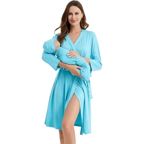 Vintage Maternity Robe and Baby Receiving Blanket, Matching Mommy Labor Delivery Robe and Swaddle Set - TikTok Shop