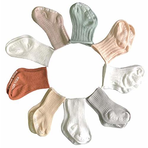 QandSweet Baby Boy Combed Cotton Socks Toddler Ankle Sock Non-Skid for Newborn Infant Childrens