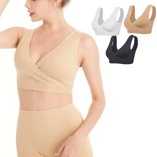 Lemef Nursing Sleep Bras Wirefree Maternity Breastfeeding Bras 3 Pack