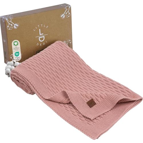 Pineapple Design Organic Cotton Baby Blanket 30x40 in, Pink – GOTS Certified, Soft Knit Swaddle for Newborns, Crib & Stroller, Machine Washable