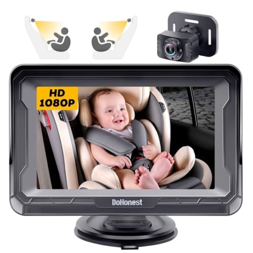 DoHonest Baby Car Camera HD 1080P - Rear-Facing Car Baby Monitor with Night Vision, Adjustable View Angle, Easy Setup, Anti-Glare Display, Safety for Kids & Infants