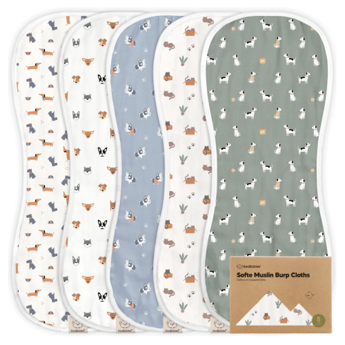 Softe Muslin Baby Burp Cloth- Pets and Paws