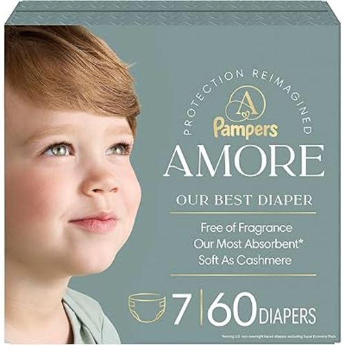 Pampers Amore, Size 7 (26-50 lbs), 60 Count, Our Best Diaper