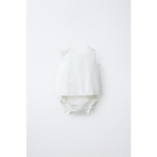 EMBROIDERED SHIRT AND BOTTOMS SET - White | ZARA United States