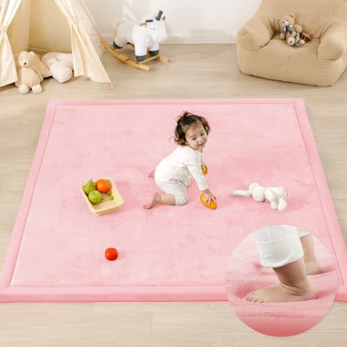 1.3" Thick Baby Play Mat for Floor,50x50 Padded Playpen Mat, Non-Slip | Ultra Soft Playmat for Baby,Tummy Time Foam Mats,Cushioned for Infant,Kids and Toddler Crawling,Easy Care