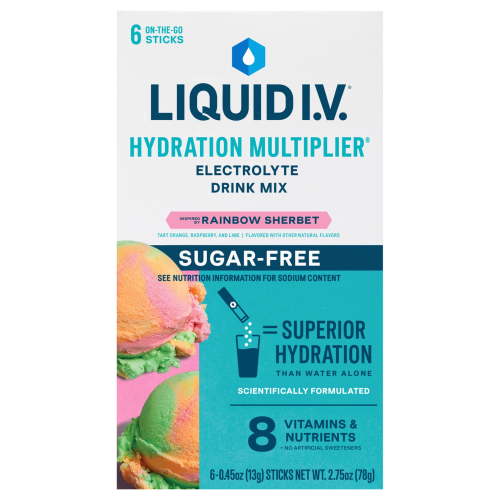 Liquid I.V.® Rainbow Sherbet Hydration Multiplier® Sugar-Free Electrolyte Powder Drink Mix, 6 Count Packets