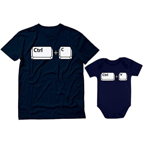 Tstars Ctrl C Ctrl V Dad and Baby Matching Shirts - Funny Daddy and Me Outfit for Father's Day or Family Photos