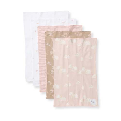 Whimsical Floral Organic Cotton Burp Cloths 5 Pack
