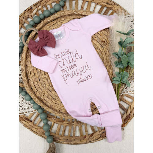 Baby Romper | For This Child We Have Prayed | Pink – Livi Littles