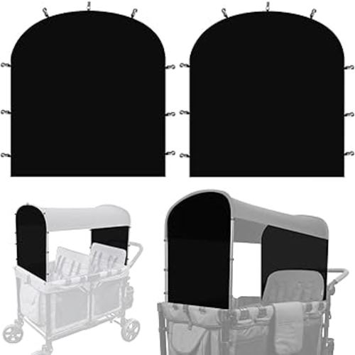 Side Breathable Sunshade Canopy with Clamps,UPF50+ Front and Rear Fence Sun Shields Compatible with Wonderfold Stroller Wagons W2/W4 All Model(2 Pack)