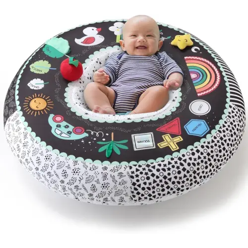 The Peanutshell Inflatable Baby Seat, Sitting Support, Activity Center for Babies 0-6 Months, Black and White High Contrast Play Ring