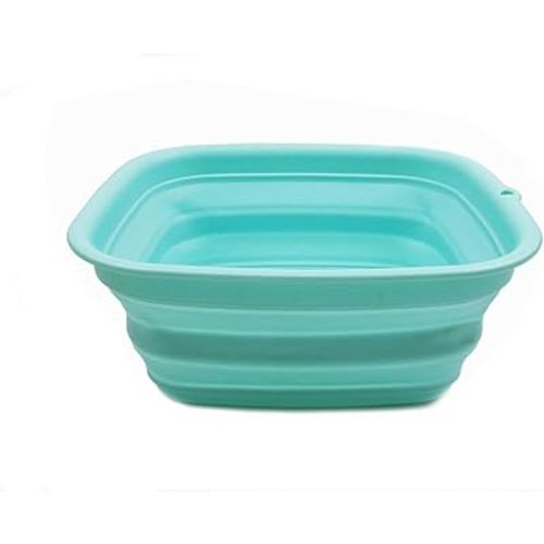 SAMMART 7.7L (2 Gallon) Collapsible Tub - Foldable Dish Tub - Portable Washing Basin - Space Saving Plastic Washtub (Lake Green, S)
