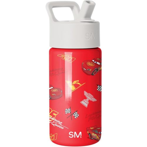 Simple Modern Disney Pixar Lightning McQueen Kids Water Bottle with Straw Lid | 14oz Insulated Stainless Steel Kids Tumbler & Toddler Cup for School, Girls, Boys | Summit | Cars Lightning Speed