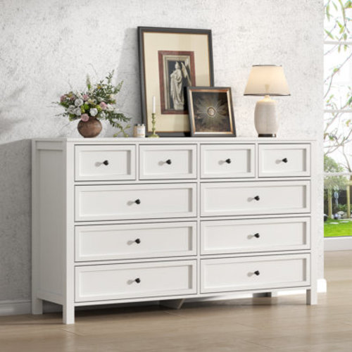 Farmhouse 10 Drawers Dresser, White Chest Of Drawers For Bedroom | Wayfair