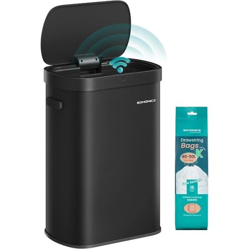 SONGMICS Motion Sensor Trash Can, 13 Gallon (50 L), Soft-Close Lid