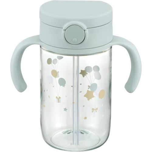 On-the-Go Sippy Cup with Silicone Straw and Removable Handles, 10 oz, Easy Grip for Infant-Toddlers Sparkle Balloon, Light Blue