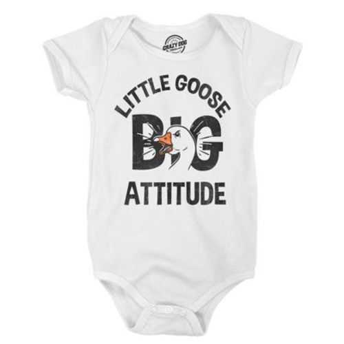 Little Goose Big Attitude Baby Bodysuit Funny Jumper For Infants - Crazy Dog Baby Bodysuit for Animal Lovers White 12 Months