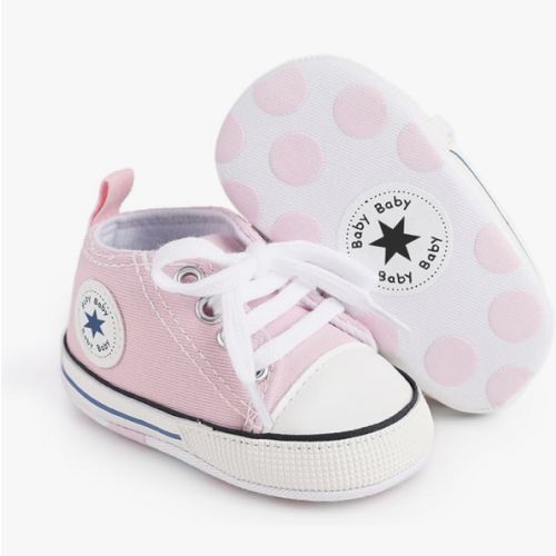 Unisex Baby Girls Boys Canvas High-top Shoes, Newborn Infant Anti-Slip Soft Sole Frist Walking Breathable Sneakers