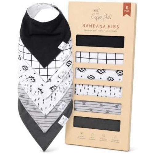 Copper Pearl Baby Bibs 4 Pack & 6 Pack, Bandana Drool Bibs for Baby Girl & Boy, Soft Cotton Bibs for Drooling and Teething