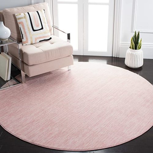 SAFAVIEH Vision Collection Area Rug - 5' Round, Pink, Modern Ombre Design, Non-Shedding & Easy to Clean, Ideal for Living Room, Bedroom, Dining Space (VSN606U)