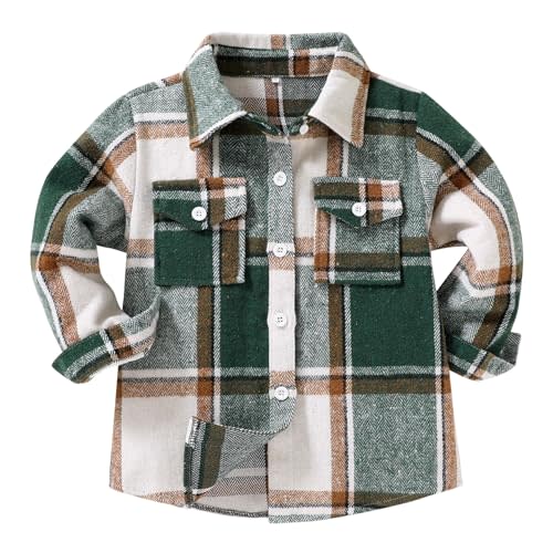 Kids Little Boys Girls Baby Long Sleeve Button Down Red Plaid Flannel Shirt Plaid Girl Boy NB-6T