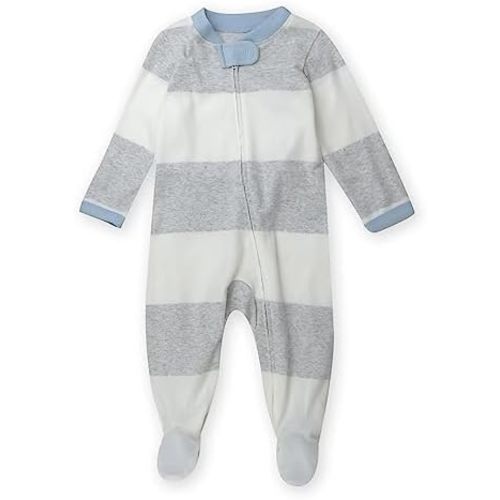HonestBaby Sleep & Play Footed One-Piece Pajama Sleeper 100% Organic Cotton, Baby Boys