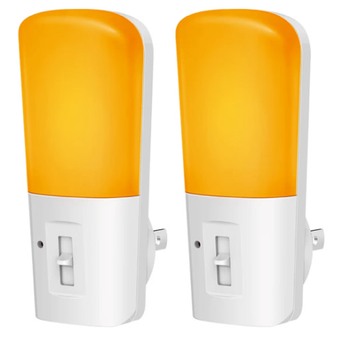 L LOHAS LED Amber Night Light, Dimmable Plug in Yellow Night Light with Dusk to Dawn Sensor, Kids Night Lights for Bedroom, 5-80LM Suit for Nursery, Hallway, Stairway,Bedroom, Bathroom, 2Pack