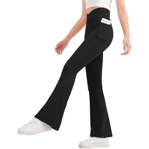JOCMIC Girls Flare Leggings Kids Bell Bottom High Waisted Dance Yoga Flared Pants