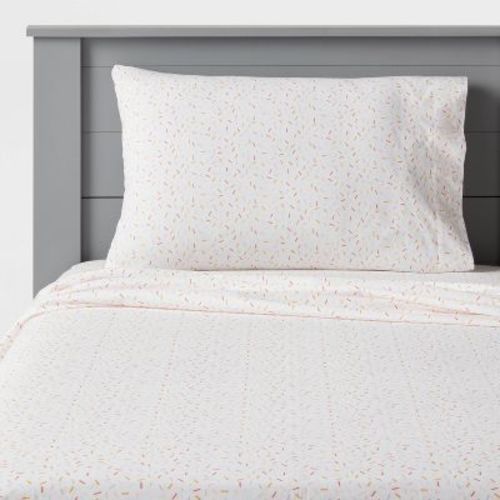 Twin Confetti Kids' Sheet Set - Pillowfort™: Cotton Percale, OEKO-TEX Certified, 3-Piece Bedding for Kids & Teens