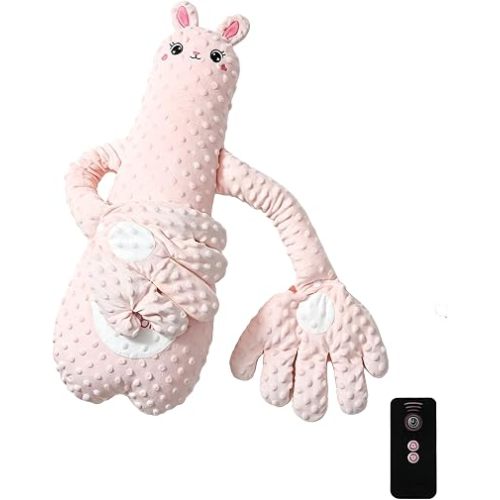Plush Patting Pillow, Cute Animal Cuddle Pillow with Remote Control，Pink