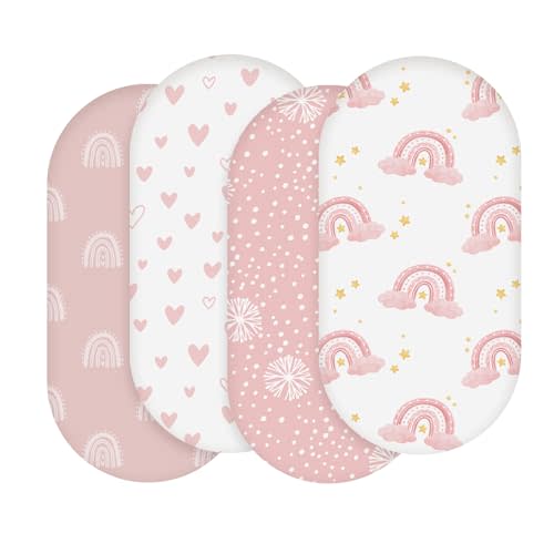Bassinet Sheets, Bassinet Sheets for Baby Boy and Girl, Bassinet Sheet Neutral, Fit for Rectangle, Round, Oval, Hourglass Mattress, Flexible for Different Bassinet Pad/Mattress 4 Pack