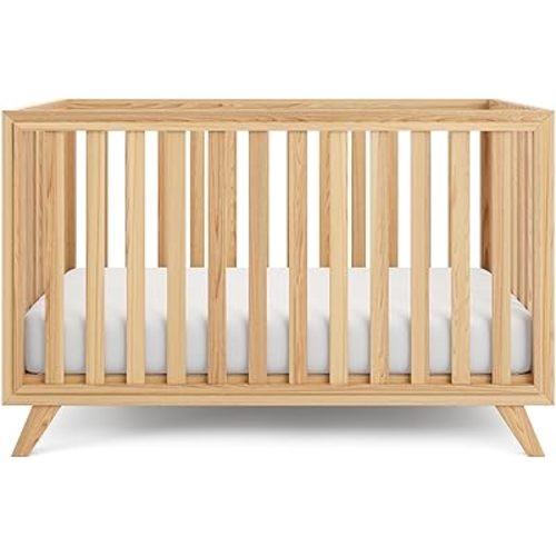 Comfy Cubs Baby Crib for 0 to 3 Years - Adjustable Mattress Height, Natural Wooden Crib for Baby, Elegant Nursery Furniture, Designed in The US - 80 lbs Capacity Nursery Bed - Natural Wood