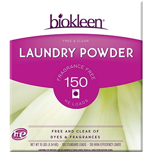 Biokleen Free & Clear Natural Laundry Detergent - 150 Loads - Powder, Concentrated, Eco-Friendly, Plant-Based, No Artificial Fragrance or Preservatives, Free & Clear