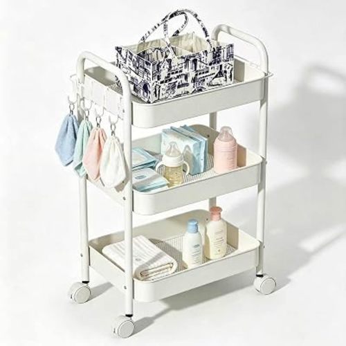 Baby Diaper Caddy & 3 Tier Rolling Cart for Baby Essentials