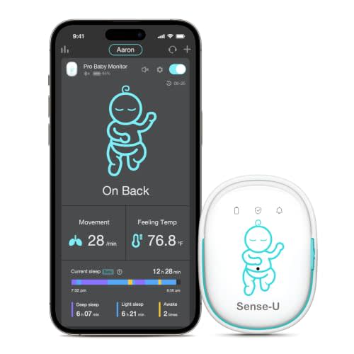 Sense-U Pro Baby Movement & Sleep Position Monitor, Sleep Analysis, Long Battery Life, Easy Clip-On Design
