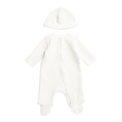 Newborn 2pc Quilted Footie Coverall And Hat Set | Unisex Clothing | Marshalls