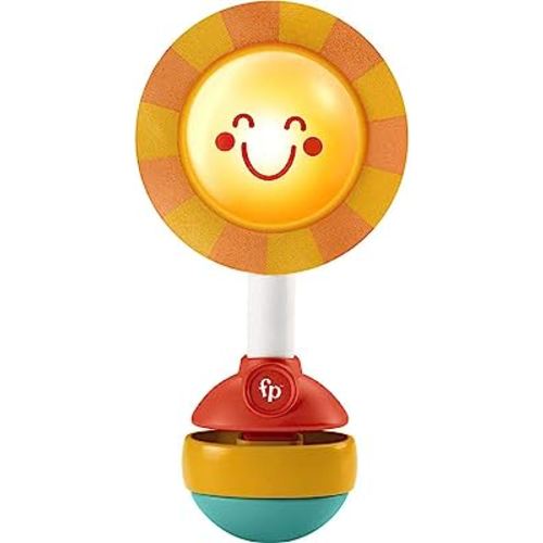 Fisher-Price Shake & Shine Sun Rattle, baby toy BPA-free teething toy with sensory details