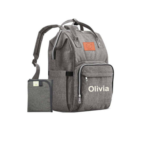 Gray Backpack Diaper Bag with Monogram - Free Shipping – Pretty Personal Gifts