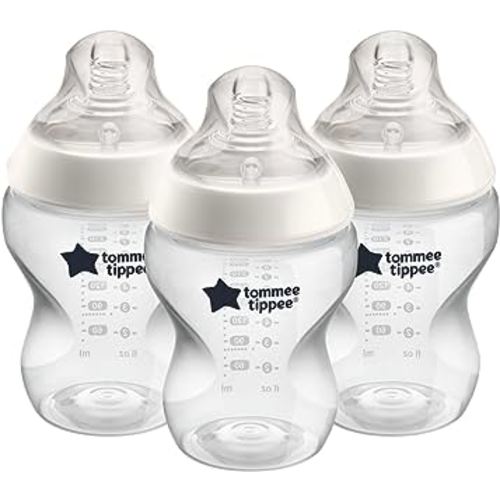 Tommee Tippee Closer to Nature Baby Bottles Slow Flow Breast-Like Nipple with Anti-Colic Valve (9oz, 3 Count)