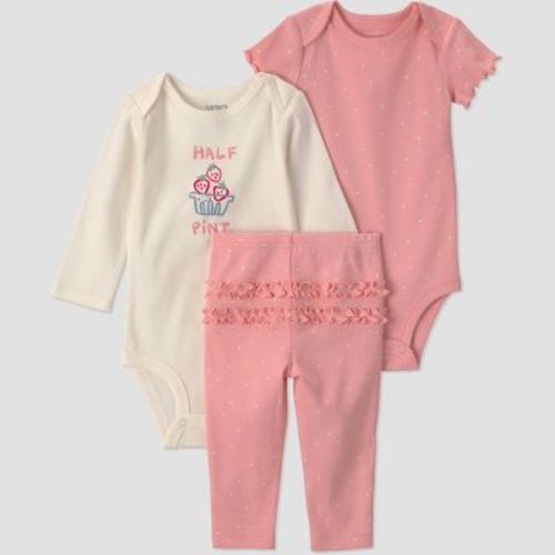 Carter's Just One You® Baby Girls' 3pc Polka Dot Printed Bodysuit and Leggings Set - Pink 12M