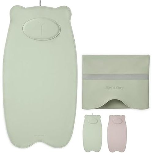 Blissful Diary Vegan Leather Portable Changing Pad, Waterproof Diaper Changing Mat, Wipeable, Newborn Gifts, with Built-in Padding, Light Green