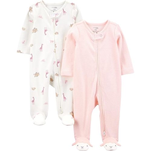 Simple Joys by Carter's Baby Girls' Cotton Footed Sleep and Play, Pack of 2
