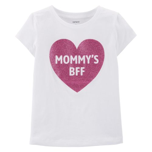 Glitter Mommy's BFF Jersey Tee - 6M - White