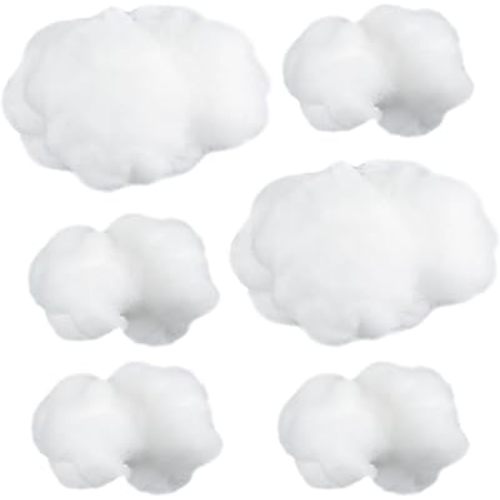 Jetec 6 Pieces Artificial Cloud Props Imitation 3D Cloud Shape Hanging Decorations Room DIY Decorative Hanging Ornament for Wedding Party Stage Show Decor (Small and Medium Size)