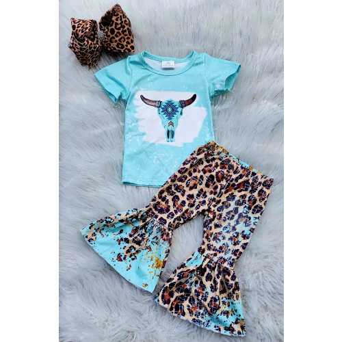Turquoise Skull Bell Bottom Set